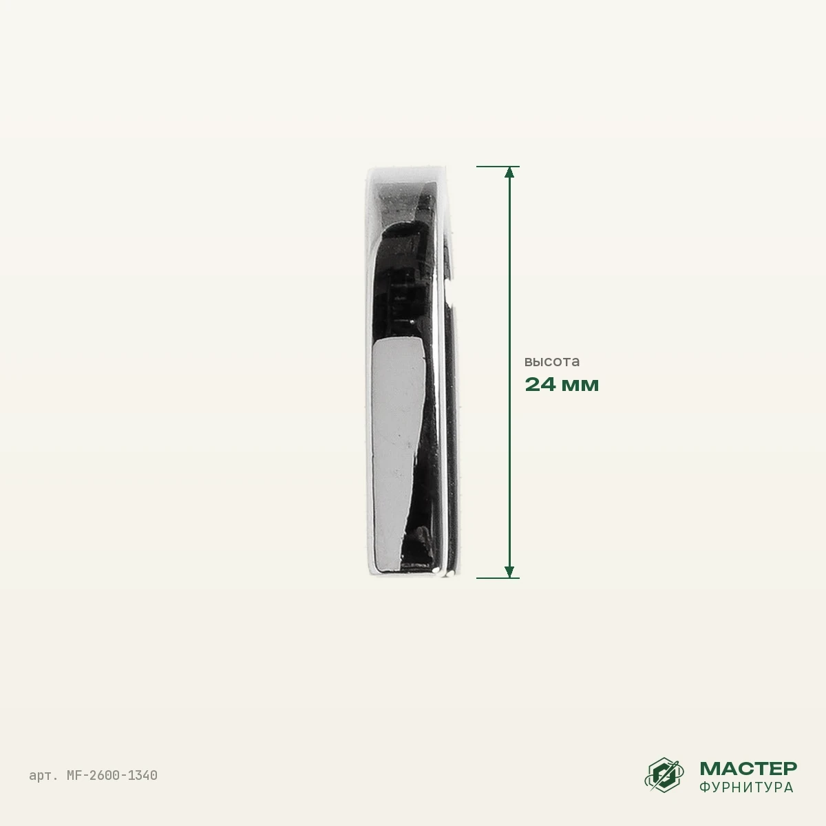 Полукольцо PD 124 19 мм никель полированный, высота 24 мм: другой ракурс с размерами. Оптом от Мастер Фурнитура, арт. MF-2600-1340